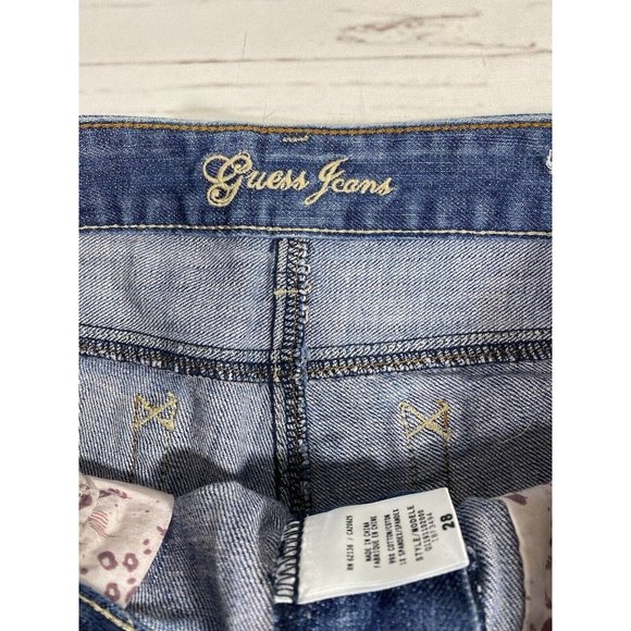 Guess Womens Jean Shorts Size 28 Denim Rolled Raw Hem Cut Off Button Back Pocket - Picture 7 of 9